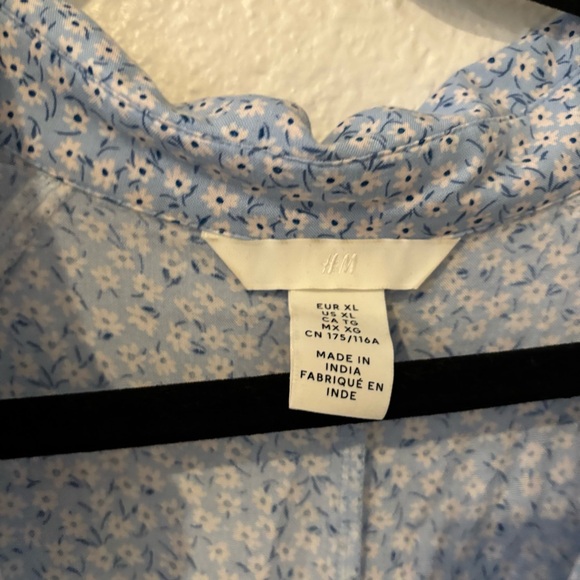 H&M Blue Patterned Shirt Dress Size XL - Picture 3 of 8